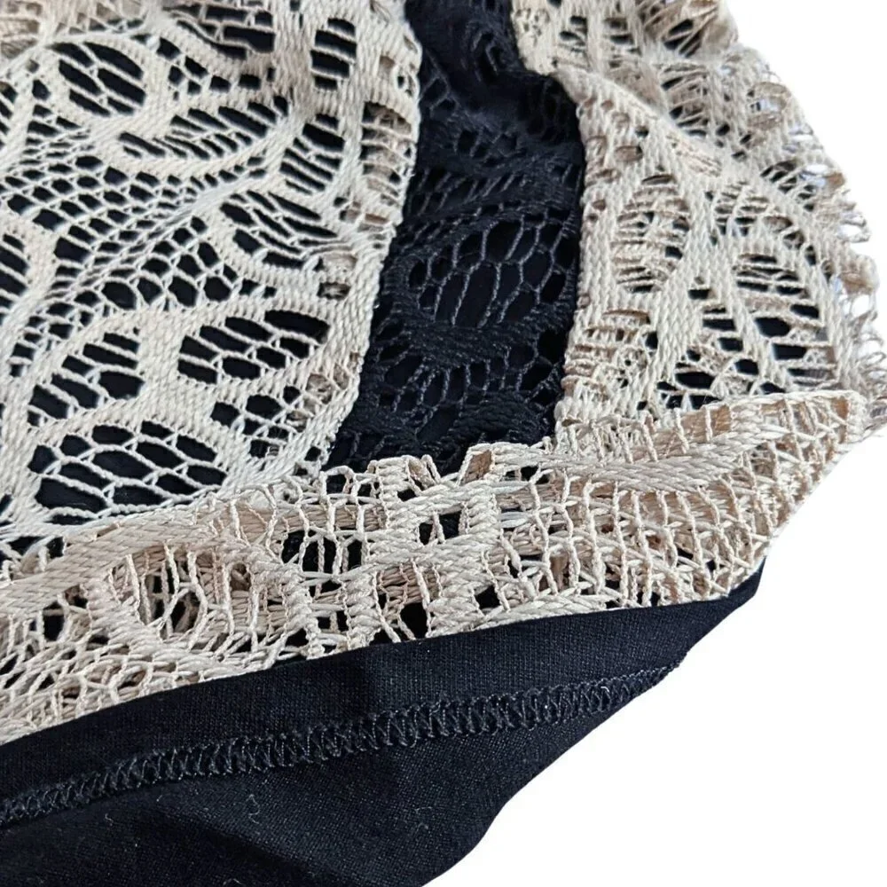 Anthropologie WESTON WEAR Maitland Cream & Black Crochet Lace Mini Dress Sz S
